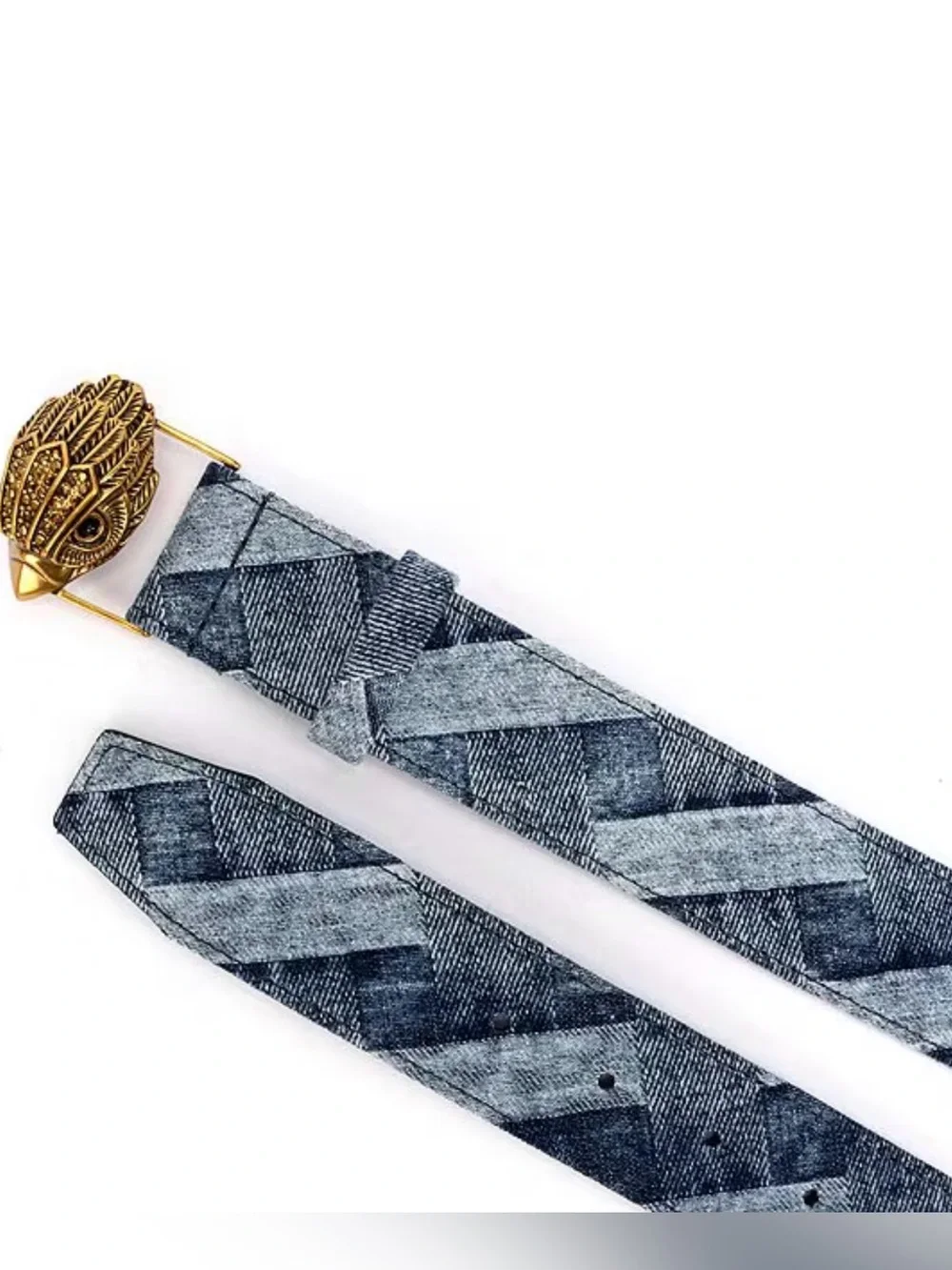 Kurt Geiger Kensington Blue Denim Pattern Belt